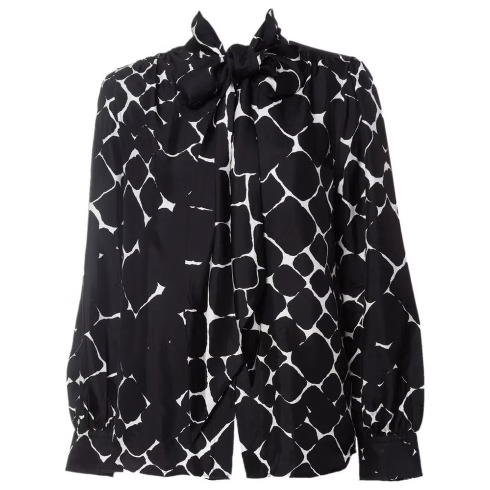 MARC JACOBS BLACK WHITE 100% SILK BLOUSE SZ 2